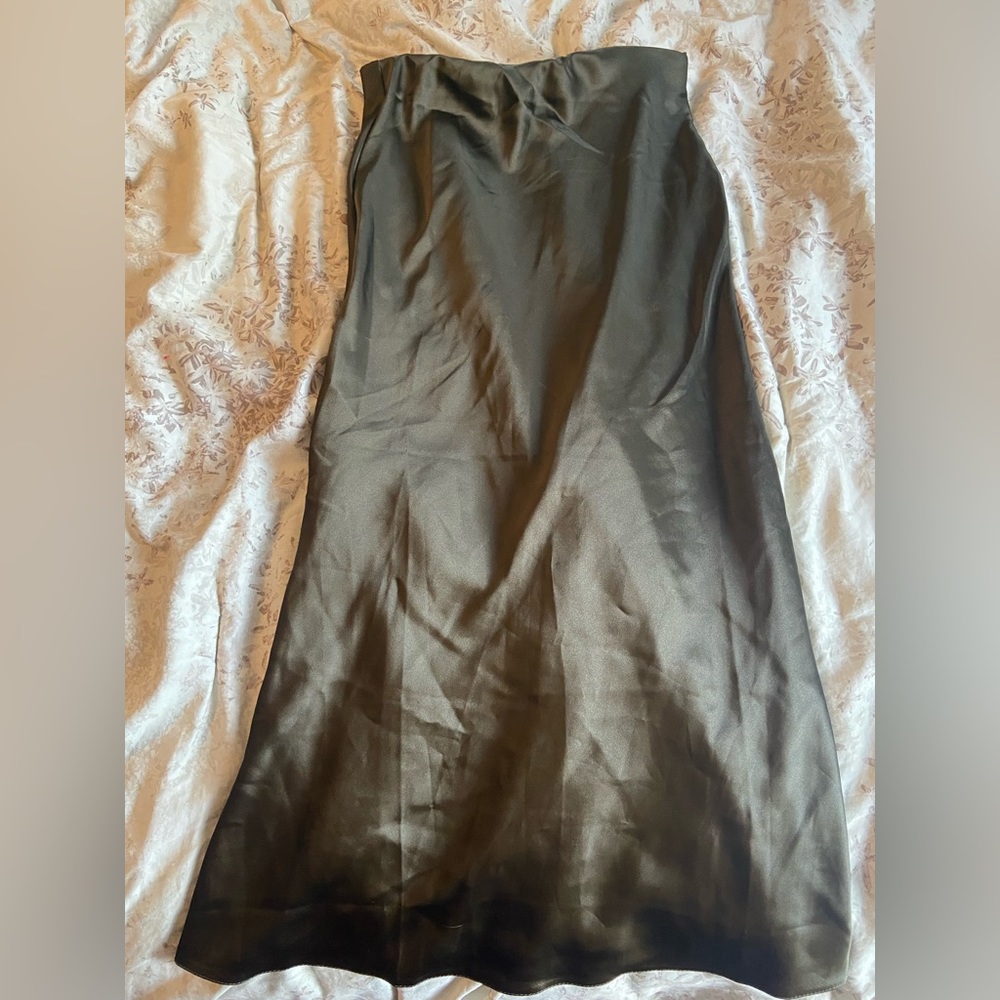 ASOS Olive green satin midi skirt